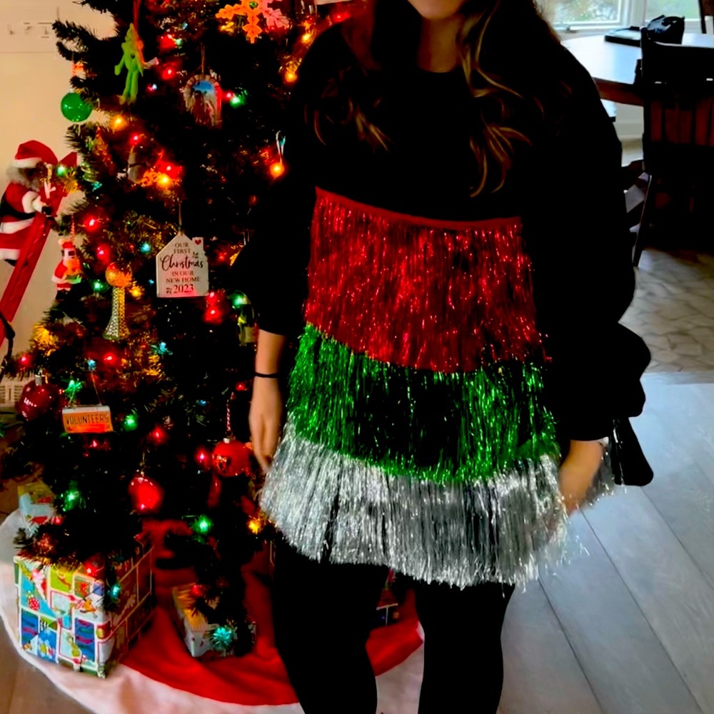 SALE Fantastic Fawn Christmas tinsel dress over sized sz SML